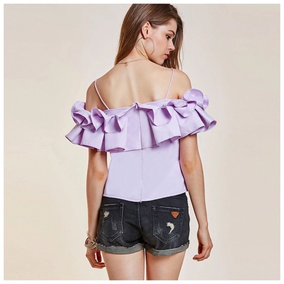 Lavender Full Ruffle Stretch Top - Picture 3 of 8